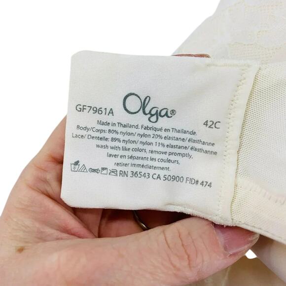 Olga Cloud 9 Lace Underwire Contour Bra 42C Gardenia - Picture 5 of 7